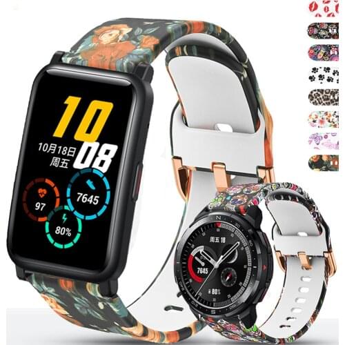 Printing 22mm 20mm Watch band For Honor Watch GS Pro / Honor Watch ES Band Silicone Sport Wrist band For Honor Watch ES Bracelet