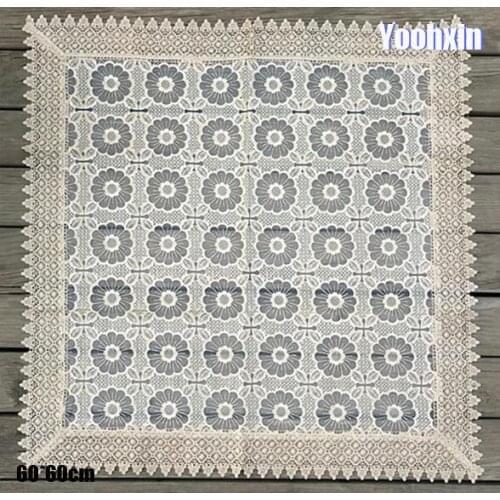 Luxury beige square Tablecloth embroidery lace kitchen tea coffee Table Cover cloth dining Christmas party home Wedding decor
