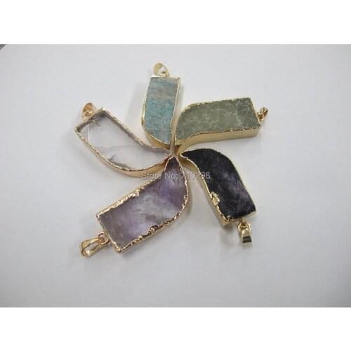 Mixed Lot Natural Clear Quartz pendant Stone pendant Quartz Horn Crystal Gem stone Drusy pendant 10pcs/lot