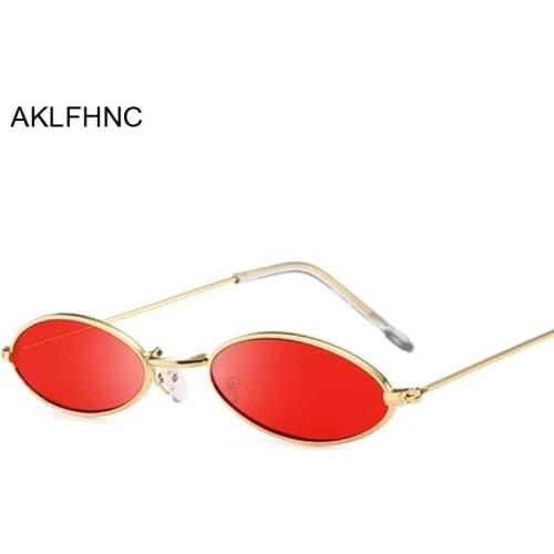 Retro Oval Red Sunglasses Men Women Brand Designer Vintage Metal Frame Sun Glasses Male Female Lunette De Soleil Homme UV400