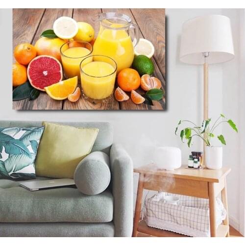 Modern Home Wall Art Pictures Orange and Fruit Juice Large Posters for Kitchen Decor Hd Canvas Paintings Unframed