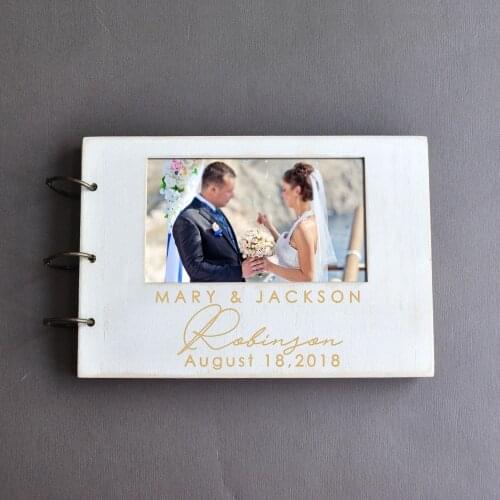 Personalized Photo Wedding Guest Book,Rustic Wooden Guest Book,Custom Wedding Sign Book with Photo,Gift for wedding