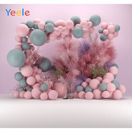 Wedding Photocall Pink Balloon Tropical Palm Tree Birthday Backdrop Vinyl Photography Background For Photo Studio Photophone