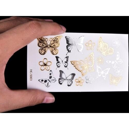 Temporary Metallic Tattoo Gold Silver Flash Tattoos Inspired Body Makeup Sticker