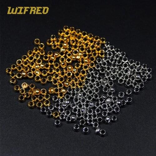 200PCS 3mm 2mm Large Eye Hollow Brass Beads for Fly Tying Nymph Scud Belly Eyes / Spinner Lure Beads Gold Silver Bronze Color