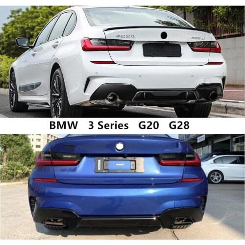 Rear Lip Spoilers For BMW 3 Series G20 G28 2019 2020 2021 2022 High Quality PP Bright Black Bumper Diffuser