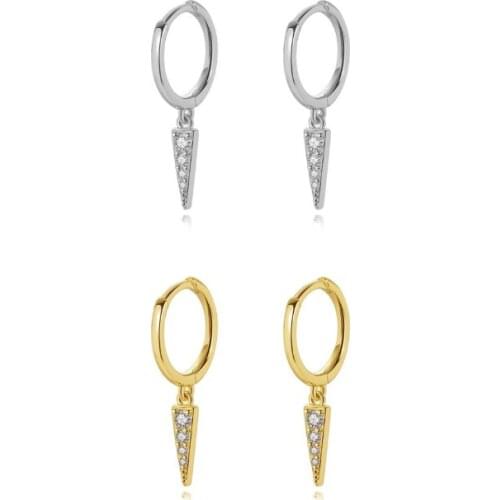 Silver Gold Color Hanging hoop Earrings for Women Minimalist Geometry Triangle Slice Charm Piercing Earring Jewelry Wholesale