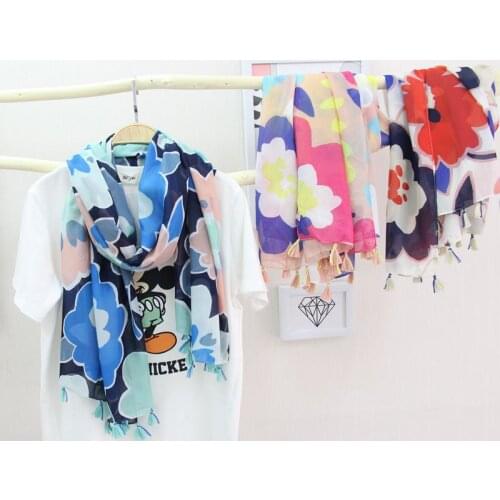 2016 Women Blossom Pattern Tassel Quality Cotton Scarf Shawls Wraps Hijabs 3Colors 10pcs/lot