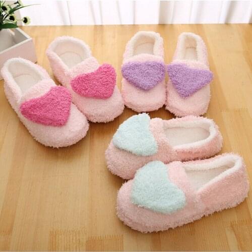 2019 Winter Woman Slippers Woman Shoes Female Indoor Home Shoes Woman Warm Slippers Outsole Cotton Shoes Heart Lady Footwear