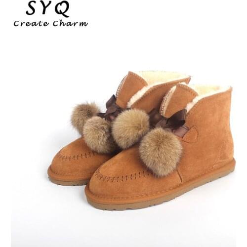 2020 Australia Winter Quality Warm Women Boots Fashion Kailin Furball Ankle Boots Flat Heels Shoes Woman Female Socks Boots