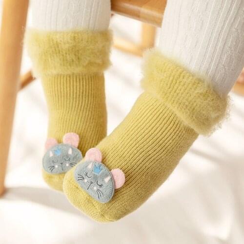 1 Pairs Infant Baby Socks Winter Plus Velvet Thick Kids Girls Boys Sock Cute Cartoon Newborn Toddler Warm High Tube Socks