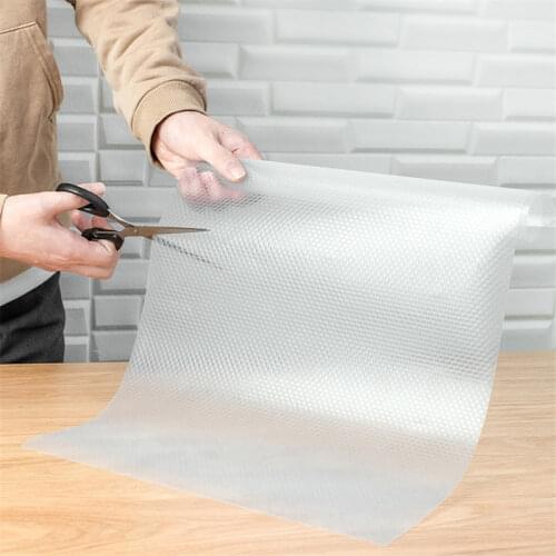 1pc Clear Waterproof Oilproof Shelf Cover Mat Drawer Liner Cabinet Non Slip Table Adhesive Kitchen Cupboard Refrigerator 45*150
