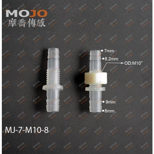 2020 MJ-7-M10-8 straight-through joint 7mm to 8mm to M10 male thread connector pipe fitting 100pcs/lot