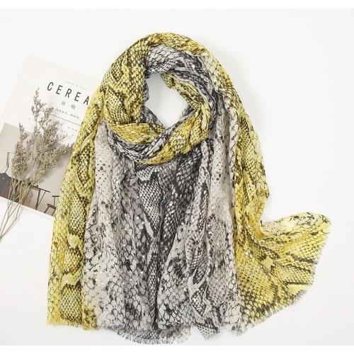 2021 Hot Sale Snake Grain Print Gold Foil Scarves Shawls Long Soft Cotton Beautiful Scarf Wrap Hijab Free Shipping