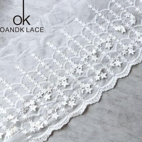 22CM Wide HOT white Embroidery flower lace fabric trim ribbon DIY sewing bridal applique collar dress wedding decor