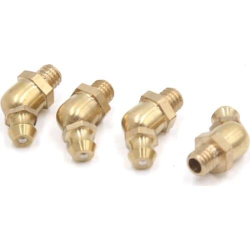 4 Pcs Brass M6 x 1mm Thread 45 Degree Angle Grease Zerk Nipple Fitting for Car