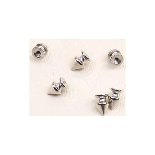 50pcs/lot 8*13mm Silver Sharp Top Screwback Spikes Punk Rock bullet Studs For Clothing DIY rivets for leather Retail