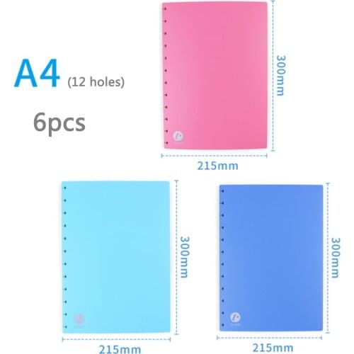 6PCS A4/B5/ A5 Mushroom Hole Notebook Cover Disc Ring T Type Holes Planner Protective Shell Plastic Color Cover Office Supplies