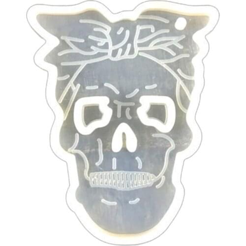 Halloween Skeleton Keychain Epoxy Resin Mold Shiny Glossy Skull Face Pendant Silicone Mould DIY Crafts Jewelry Necklace Casting