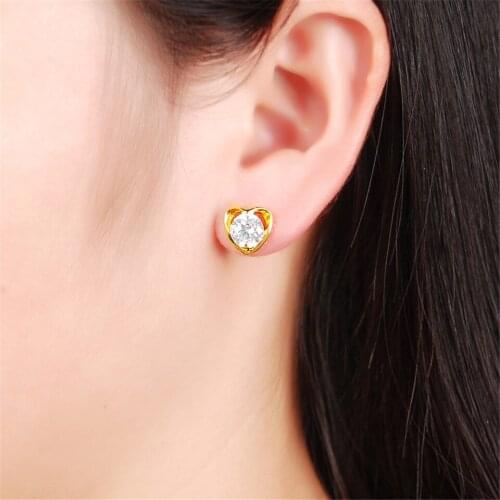 Brand Crystal Heart-shaped Earrings For Women Brincos Bijoux Gold Color Zirconia Earrings Fashion Jewelry