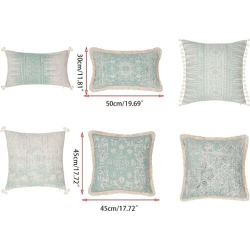 Nordic Style Decorative Throw Pillow Case Tribal Boho Woven Tufted Tassels Geometric Patterns Printed Cushion Cover