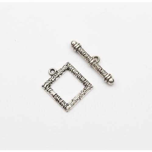 10pcs Antique Silver Regular Hollow Shape Metal Clasps Connectors For Jewelry Making Findings Charms Necklace Earring Customize