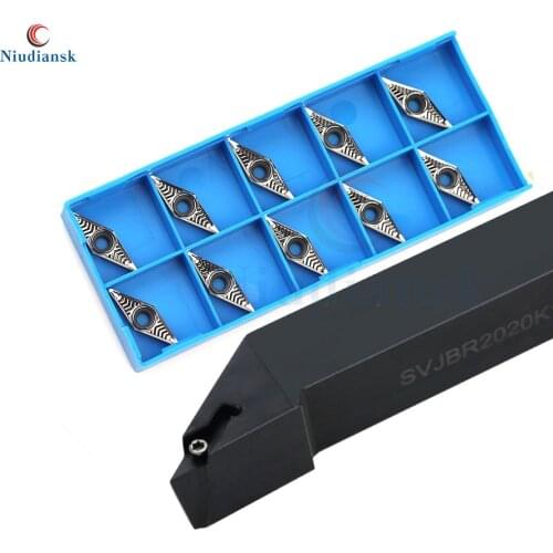 10pcs VBGT1103 Carbide Inserts 1pc SVJBR1212H11 SVJBR1616H11 External Turning Tool Holder SVJBR2020K11 SVJBL CNC Lathe Tool Suit