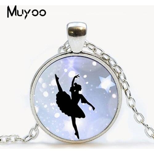 Wholesale Art Glass Pendant Dancing Ballerina Pendant Ballerina Glass Dome Pendant Girls Glass Cabochon Necklace