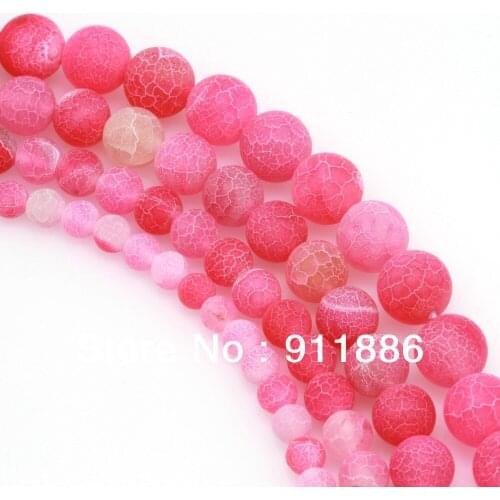 Wholesale Natural Stone 6mm 8mm 10mm 12mm Pink Frosted Matte Fire Dragon Veins Onxy Round Beads For Charm Jewelry Making