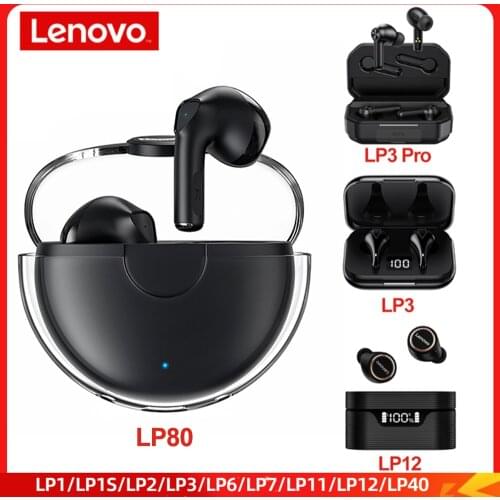 Original Lenovo LP80 LP40 LP1 LP1S LP2 LP3 LP6 LP7 LP11 LP12 BT 5.0 Earphone Mini Wireless Earbuds Waterproof Sport Headphones