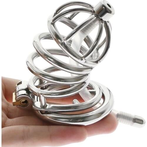 Stop Masturbation Spiked Chastity Cage Device Cock Cage With Catheter Sound Lockable Cockring Cock Rings Penis Ring 18+ Sex Toys