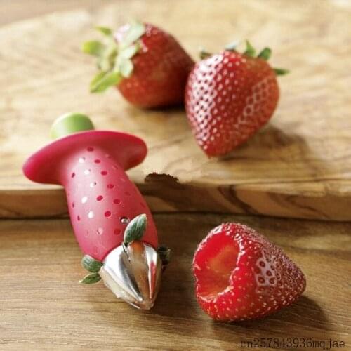 Strawberry Hullers Fruit Leaf Remover Metal Tomato Stalks Plastic Remover Gadget