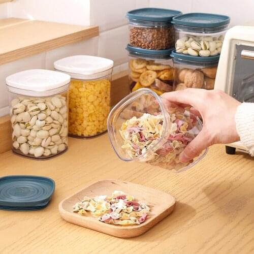 Transparent Plastic Food Storage Tank With Lid Sealed Tea Cans Kitchen Cereals Multi-Grain Snacks Coffee Round Storage Jar