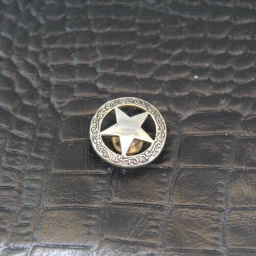 RM18) 3pc 3/4''(2cm) Western Texas Star Concho Silver Brass Conchos w/Black Leathercraft
