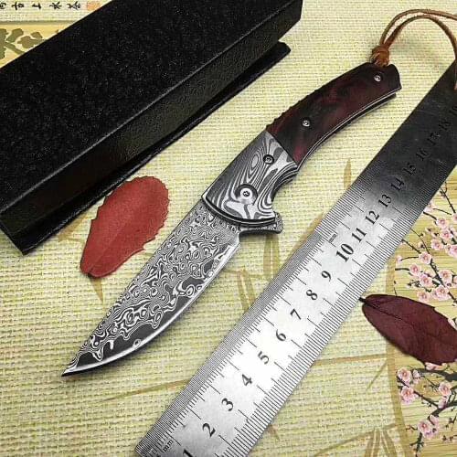 High Quality Damascus Steel Folding Pocket Knife Rosewood Handle EDC Tractical Knives for Hunting Survival Camping Outdoor Gifts