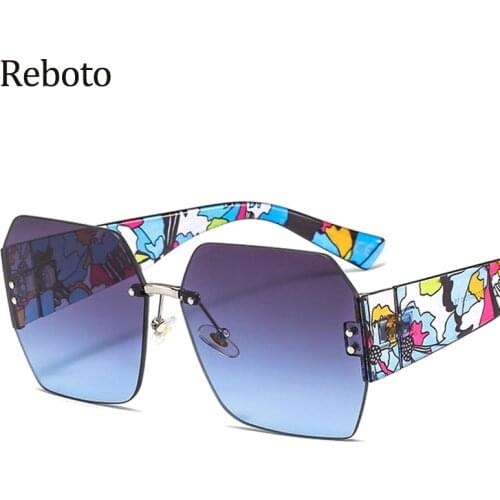 Luxury Oversized Sunglasses Women New Rimless Vintage Designer Shades Lady Fashion Gradient Sunglasses Female UV400 Eyewear