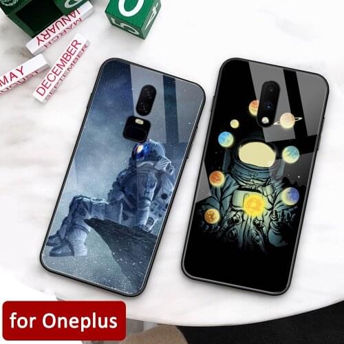 For Oneplus 6t spaceman Glass back cover astronaut Oneplus 6 coque for Oneplus 1+ 5 5t 6 Oneplus 6 6t 7 pro