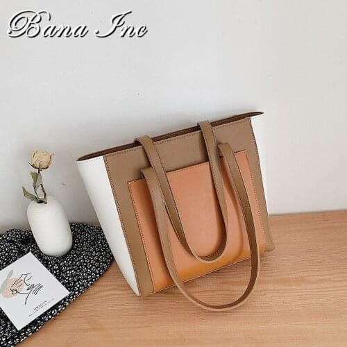 Contrast Color PU Leather Shoulder Bags For Women 2021 Female Luxury High Capacity Handbags Lady Winter Quality Hand Bag