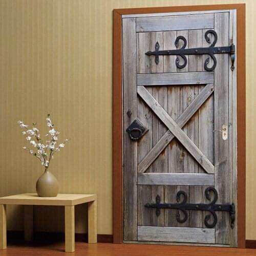 Vintage 3D Art Door Wall Fridge Sticker Decal Self Adhesive Mural Wallpaper Home Decor