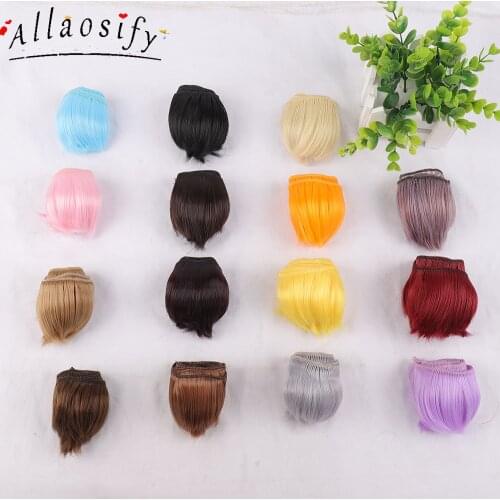 Allaosify Short Straight High Temperature Fiber Black Brown Gold 5cm*100cm Doll Hair BJD DIY Wigs