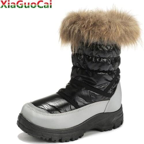 High Quality Winter Warm Boys Girls Snow Boots Waterproof Children Kids Fur Cotton Shoes Plush Soft Side Zipper Non-slip Boot