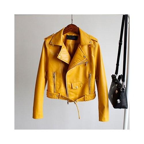 2020 Fashion Simple Basic Jacket Short Coat Outerwear Streetwear Black Faux Leather Coat Female PU leather jacket LX1482