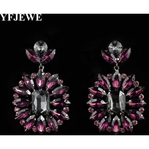 YFJEWE New Arrival hot selling Big fashion high quality crystal rhinestone jewelry earrings punk drop earrings for women E007