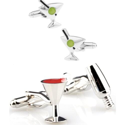 10pairs/lot Cocktail Goblet Glass Cufflinks Champagne Glass Cuff Links Mens Jewelry Accessory Wholesale