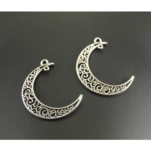 8pcs 32x38mm Alloy Metal Filigree Moon Shape Earring Findings Charm Jewelry Making DIY Handmade Craft A702/A737/A738/A777