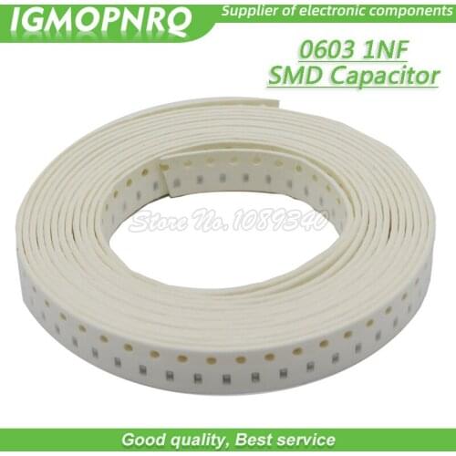 200pcs 1nF X7R precision 10% 50V 0603 102 SMD Thick Film Chip Multilayer Ceramic Capacitor