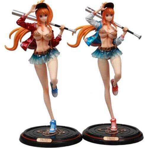 34cm Anime One Piece nami Fashion blue and red Coat PVC Action Figure Black White Fashion nami Figure Collectible Model Toy Gift