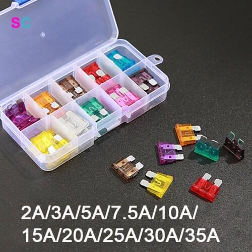 40PCS/50PCS/70PCS Car Fuse 2A 3A 5A 7.5A 10A 15A 20A 25A 30A 35A With Box Clip Assortment Automatic Blade Type Set For Truck