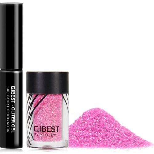 Qibest Holographic Glitter Powder Pigment Shimmer Shiny Face Body Glitter Eye Single Sequin Glitter Festival Party Makeup Korean