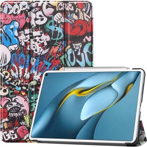 Colorful printed case For Huawei MatePad Pro 10.8 inch 2021 MRR-W19 MRR-W29 Slim Folding Stand Smart PU leather Cover